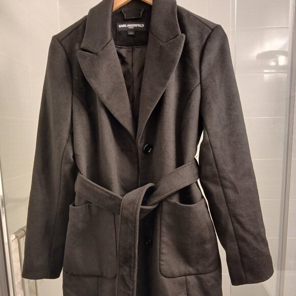 Karl Lagerfeld Paris Classic Wrap Coat - Picture 1 of 13